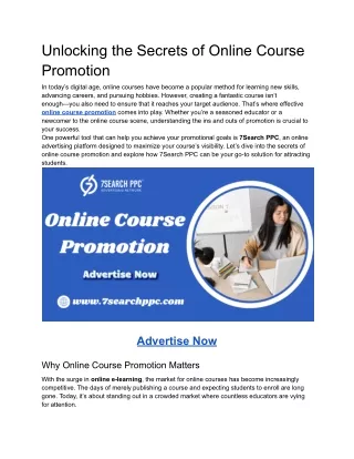 Unlocking the Secrets of Online Course Promotion