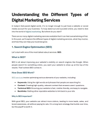 Understanding the Different Types of Digital Marketing Services