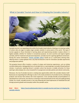What Is Cannabis Tourism and How Is It Shaping the Cannabis Industry?