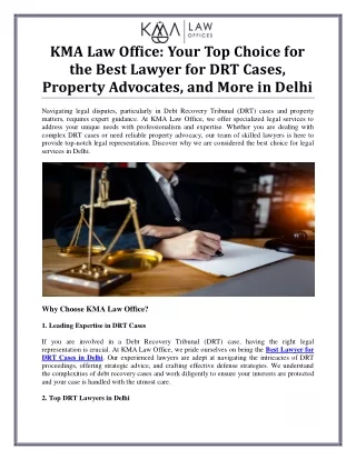 Top Legal Experts for DRT and Property Cases in Delhi