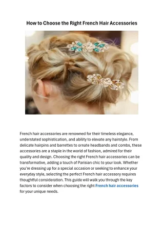 How to Choose the Right French Hair Accessories