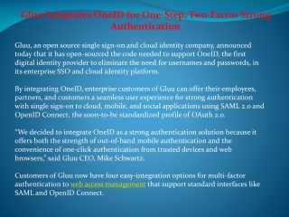 Gluu Integrates OneID for One-Step, Two-Factor Strong Authe