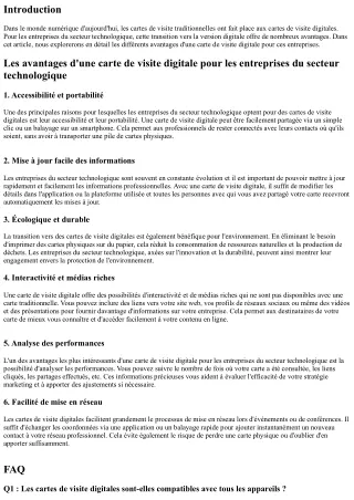 Les avantages d'une carte de visite digitale pour les entreprises du secteur tec
