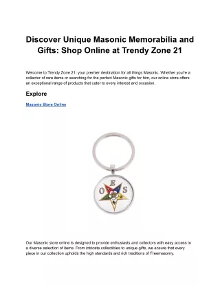 Discover Unique Masonic Memorabilia and Gifts: Shop Online at Trendy Zone 22