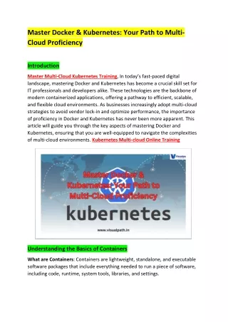 Master Multi-Cloud Kubernetes Training | Master Docker & Kubernetes Training