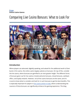 Comparing Live Casino Bonuses