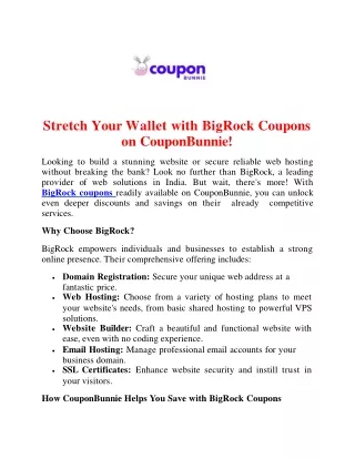Stretch Your Wallet with BigRock Coupons on CouponBunnie!