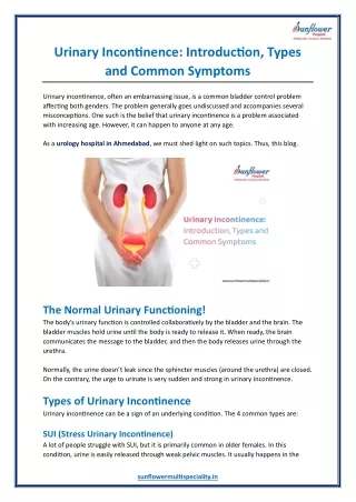 Urinary Incontinence - Introduction, Types and Common Symptoms