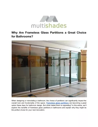 Why Are Frameless Glass Partitions a Great Choice for Bathrooms_