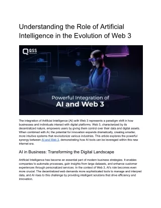 Powerful Integration of Artificial Intelligence and Web 3
