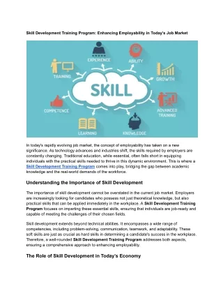 Skill Development Training Program_ Enhancing Employability in Today’s Job Market