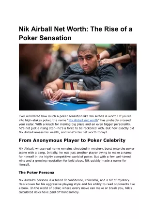 Nik Airball Net Worth_ The Rise of a Poker Sensation