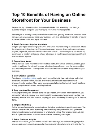 Top 10 Benefits of Having an Online Storefront for Your Business