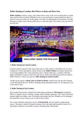 Roller Skating in London: Best Places to Skate and Have Fun