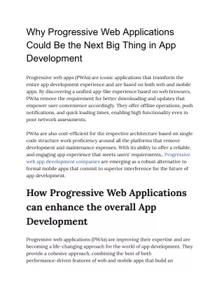 Why Progressive Web Applications Could Be the Next Big Thing in App Development