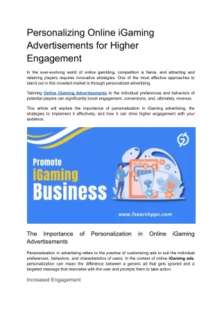 Personalizing Online iGaming Advertisements for Higher Engagement