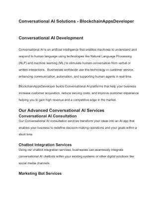 Conversational AI Solutions - BlockchainAppsDeveloper