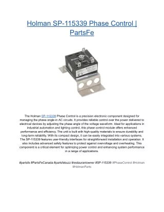 Holman SP-115339 Phase Control _ PartsFe
