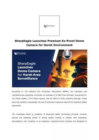 SharpEagle Launches Premium Ex-Proof Dome Camera for Harsh Environment