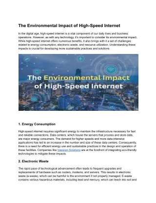 The Environmental Impact of High-Speed Internet