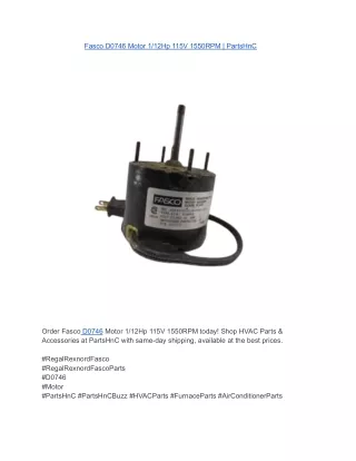 Fasco D0746 Motor 1_12Hp 115V 1550RPM _ PartsHnC