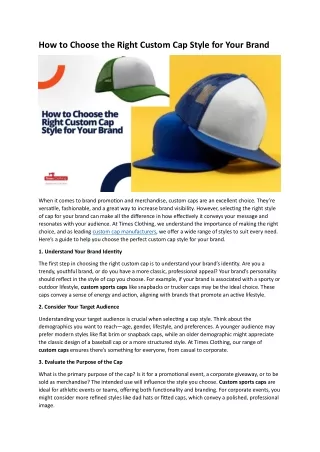 How to Choose the Right Custom Cap Style for Your Brand