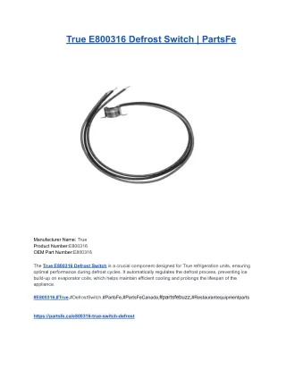True E800316 Defrost Switch _ PartsFe