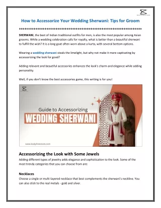 How to Accessorize Your Wedding Sherwani - Tips for Groom