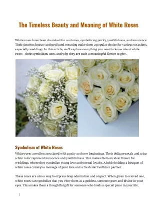 The Timeless Beauty and Meaning of White Roses