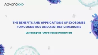 The Benefits and Applications of Exosomes for Cosmetics and Aesthetic Medicine