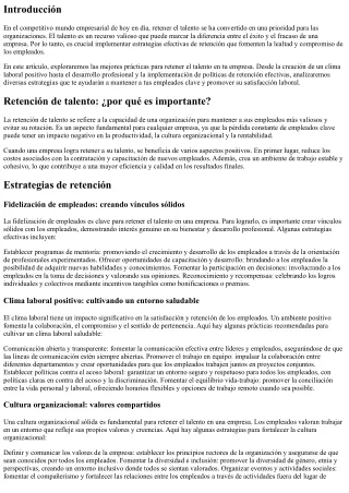 Cómo retener el talento en tu empresa: las mejores prácticas