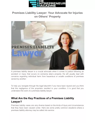 Premises Liability Lawyer Your Advocate for Injuries on Others’ Property