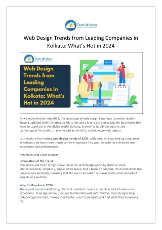 Web Design Trends from Leading Companies in Kolkata: What’s Hot in 2024