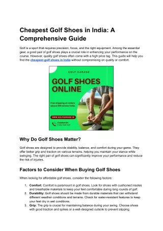 Cheapest Golf Shoes in India : A Comprehensive Guide