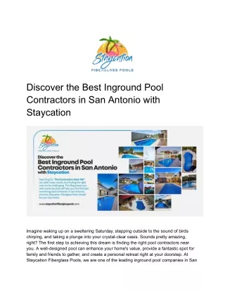 Discover the Best Inground Pool Contractors in San Antonio with Staycation