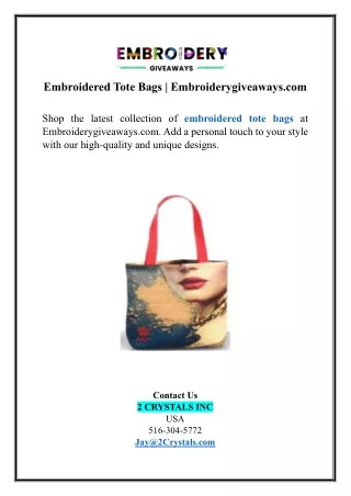 Embroidered Tote Bags | Embroiderygiveaways.com
