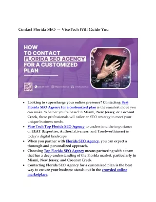 Contact Florida SEO — ViseTech Will Guide You