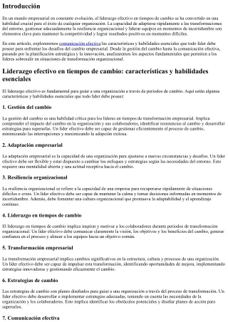 Liderazgo efectivo en tiempos de cambio: características y habilidades esenciale