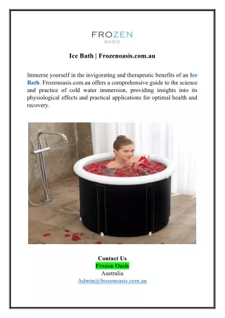 Ice Bath | Frozenoasis.com.au