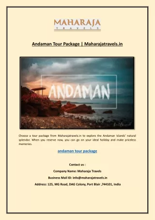 Andaman Tour Package | Maharajatravels.in