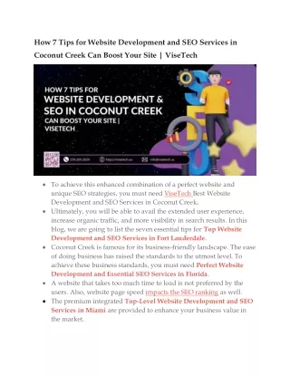 How 7 Tips for Website Development and SEO Services in Coconut Creek Can Boost Your Site