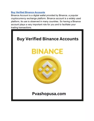 Buy Verified Binance Accounts