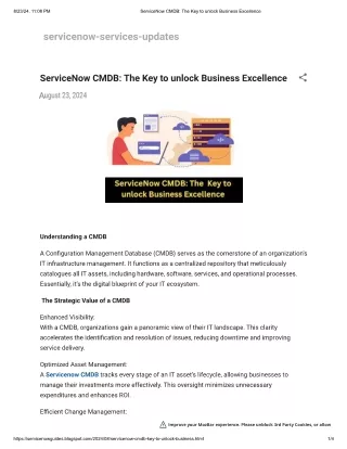 ServiceNow CMDB The Key to unlock Business Excellence