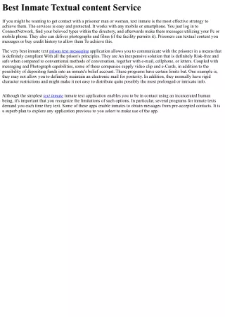 Ideal Inmate Textual content Services