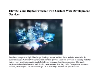 Elevate Your Digital Presence with Custom Web Development