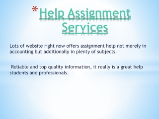 Help with Assignment services
