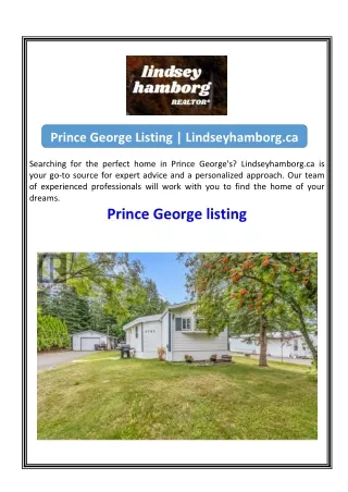 Prince George Listing  Lindseyhamborg.ca