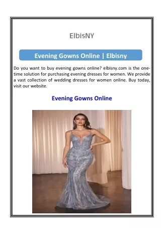 Evening Gowns Online  Elbisny