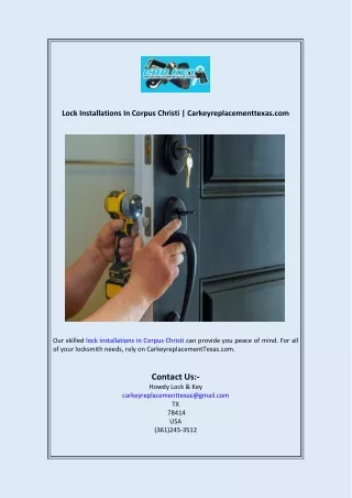 Lock Installations In Corpus Christi  Carkeyreplacementtexas.com