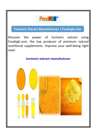 Turmeric Extract Manufacturer  Foodrgb.com